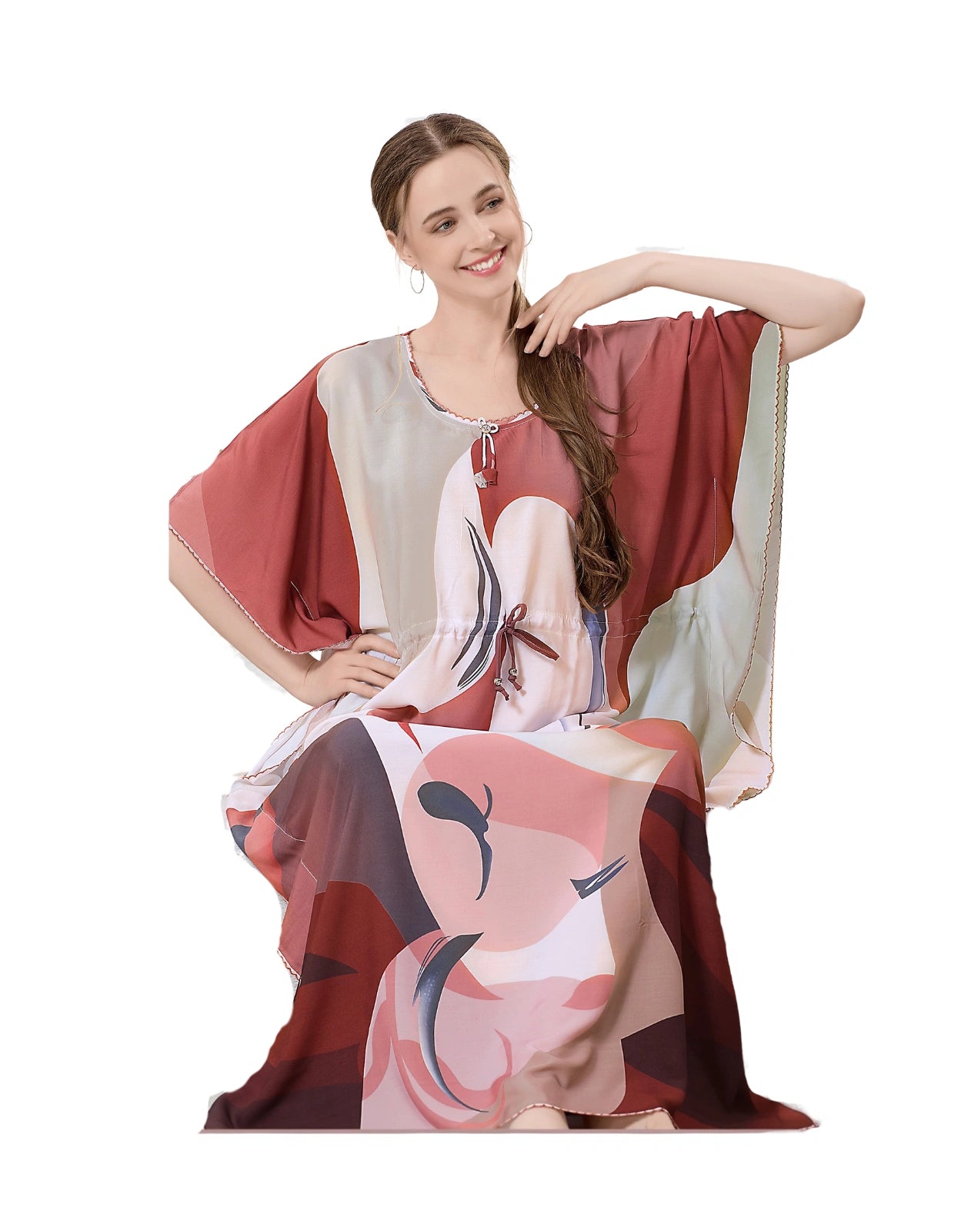 Women’s Abstract Print Rayon Kaftan Nighty