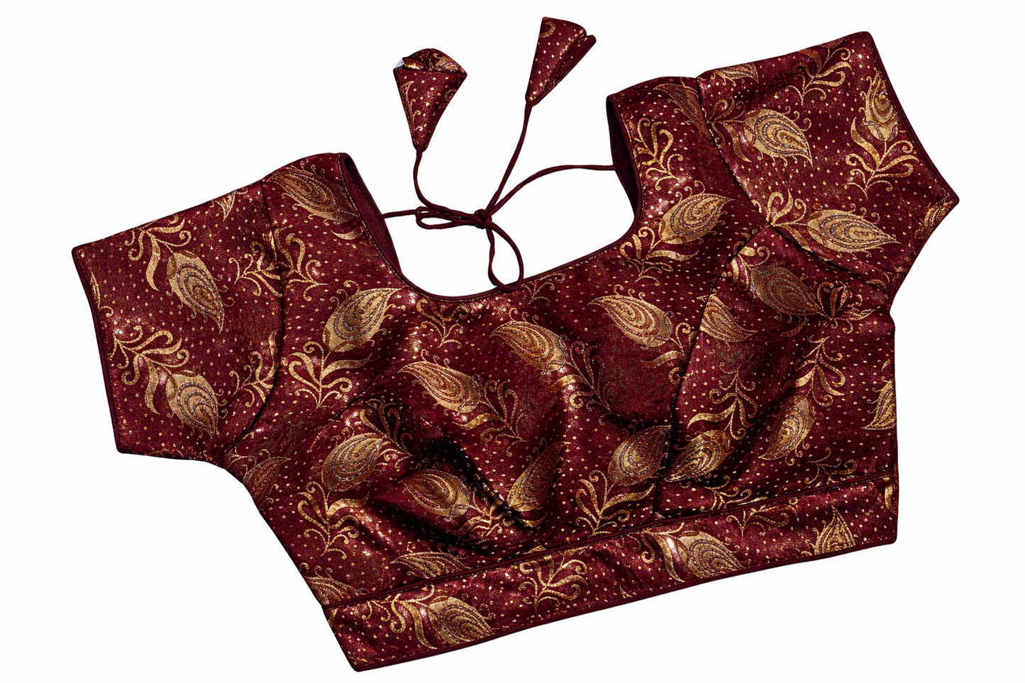 Brocade Blouse with Gold Paisley Zari & Tie-Up Back