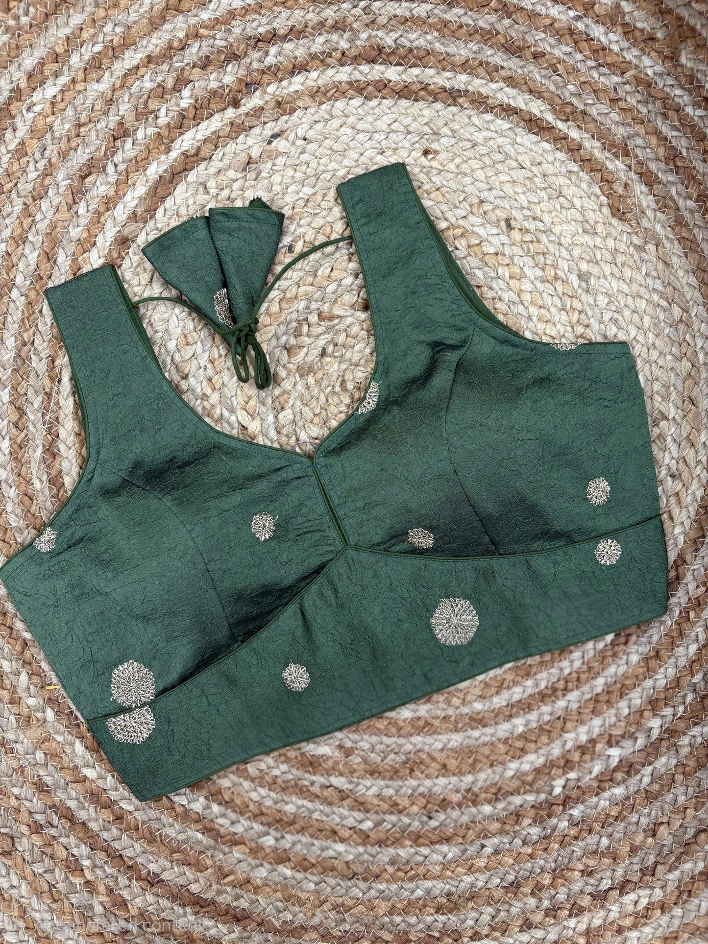 Simple Golden Embroidery Work Readymade Blouse