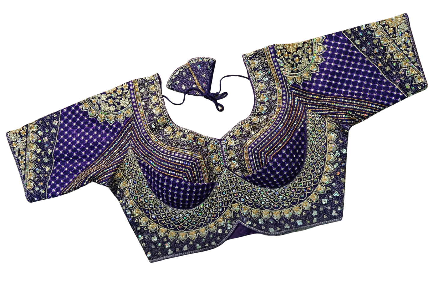 Designer Silk Readymade Blouse with Heavy Traditional Embroidery Work