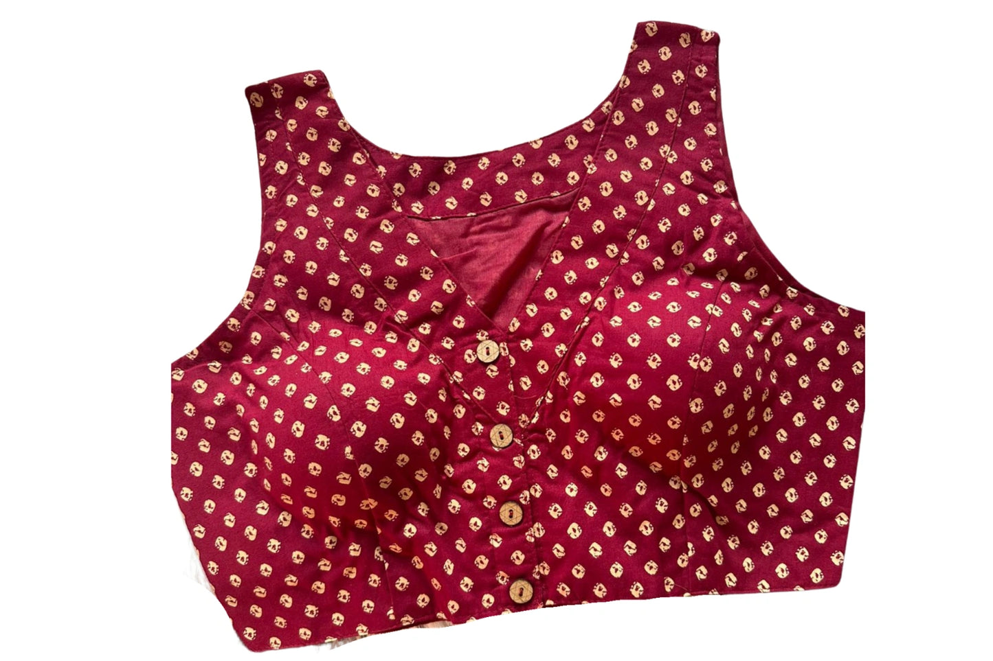 Pure Cotton V Neck all over Motif Blouse