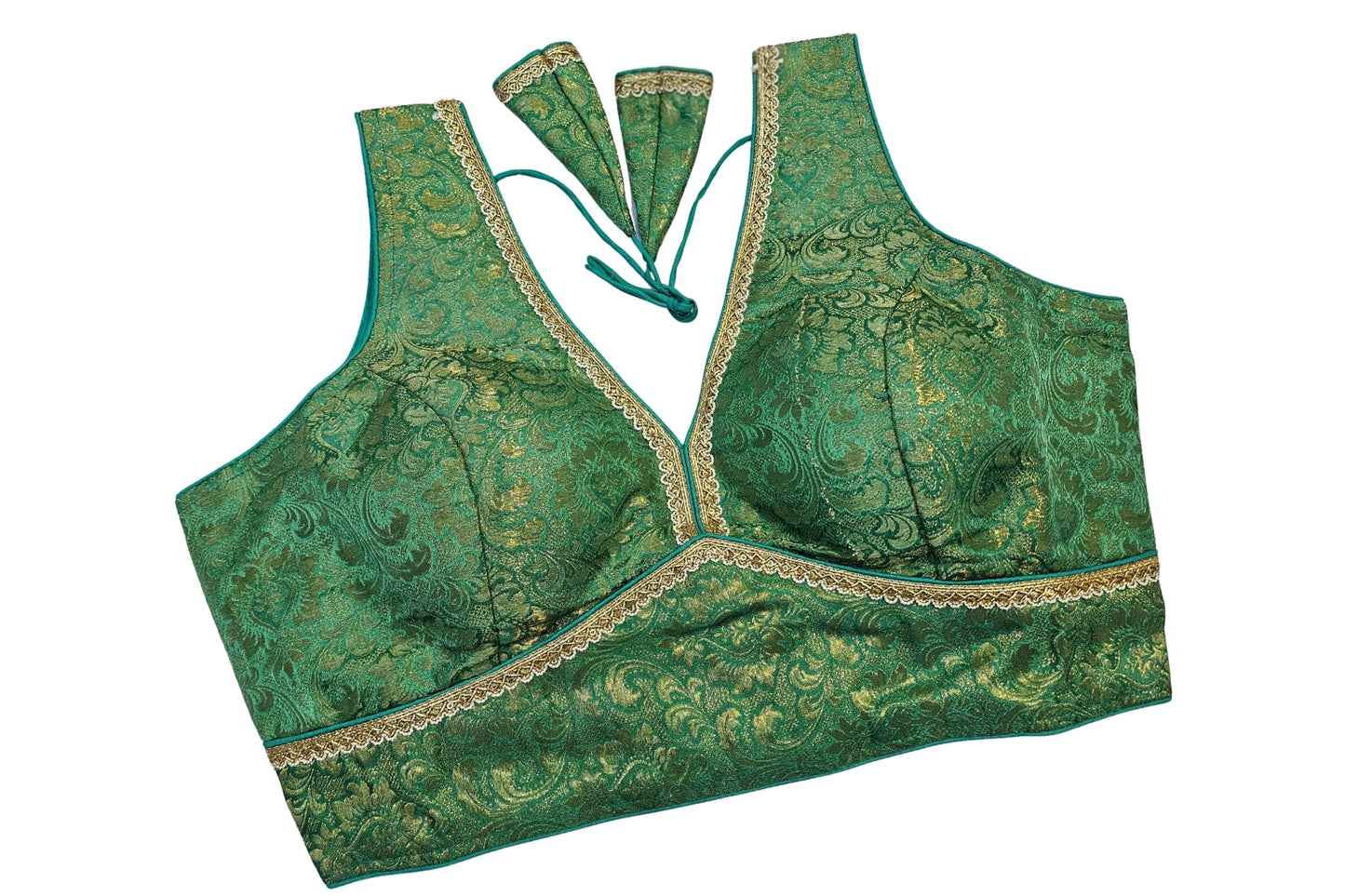 Premium Brocade Blouse with Fine Golden Laced Finish