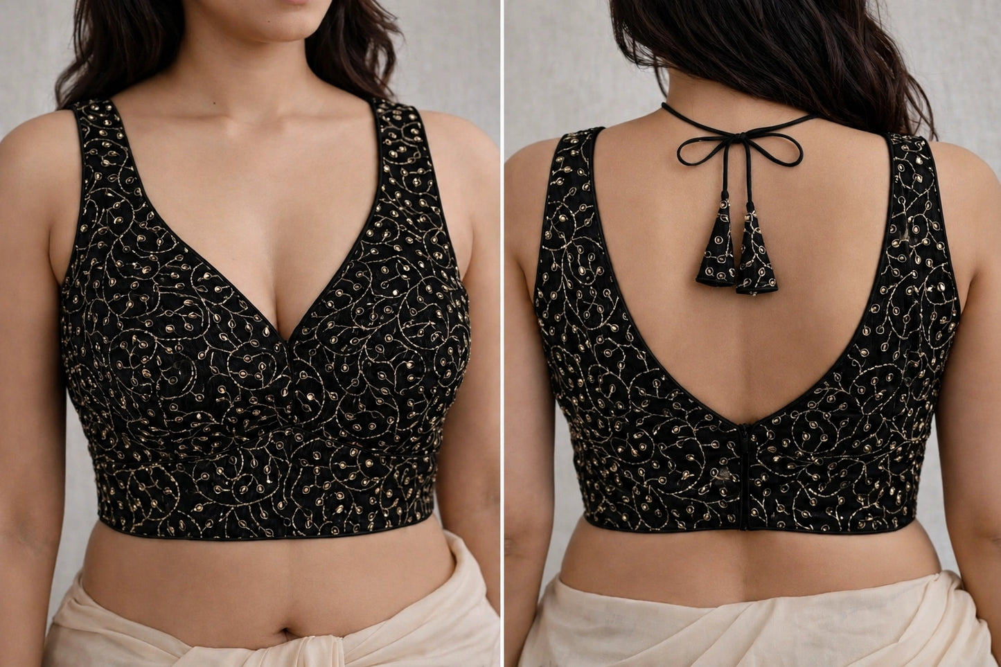 Golden Beautiful Threadwork Readymade Blouse