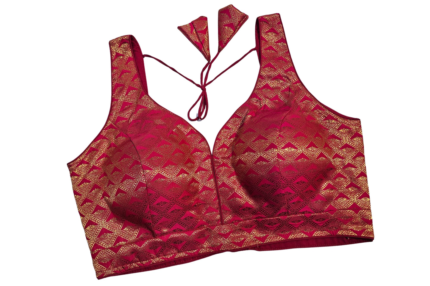 Hot Pink Banarasi Pattern Readymade Blouse