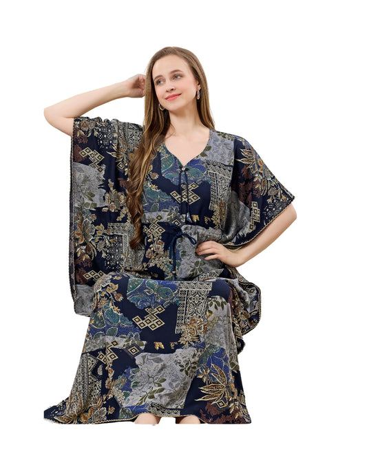 Women’s Designer Kaftan Nighty with Waist Tie-Up