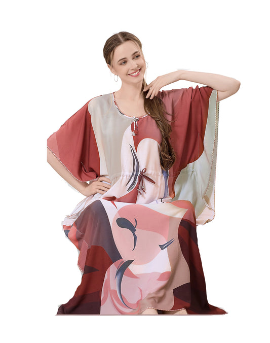 Women’s Abstract Print Rayon Kaftan Nighty