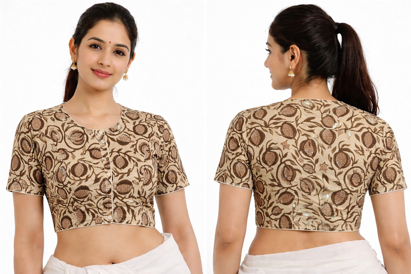 Printed Pure cotton Collar Neck 3/4 sleeves