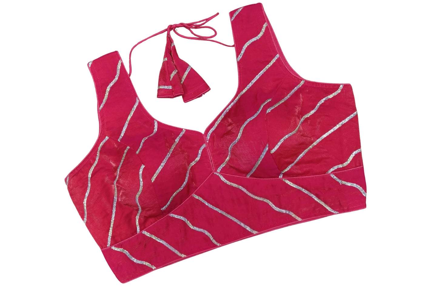 Fandy Fabric Beautiful Silver Strips Readymade Blouse