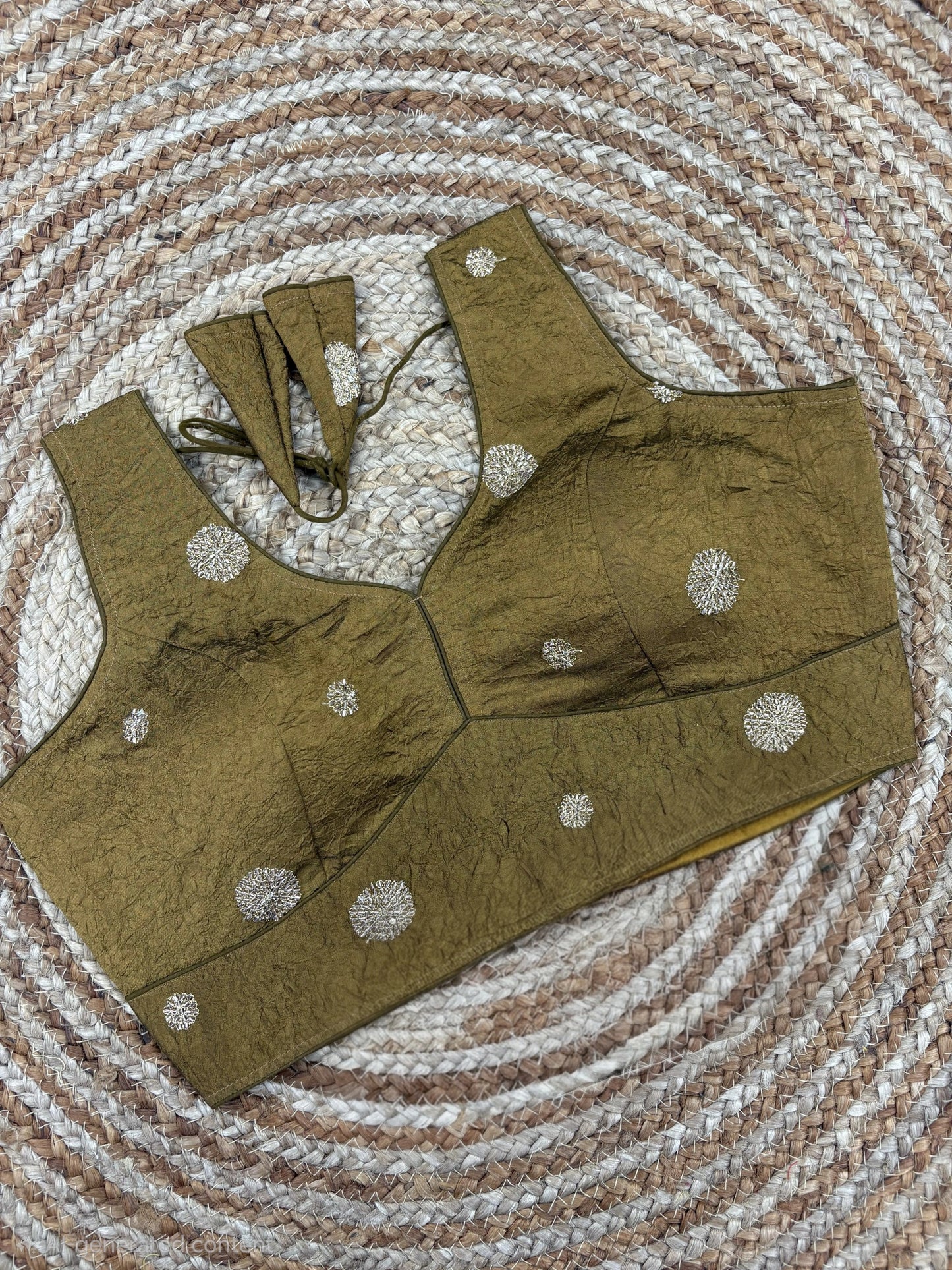 Simple Golden Embroidery Work Readymade Blouse