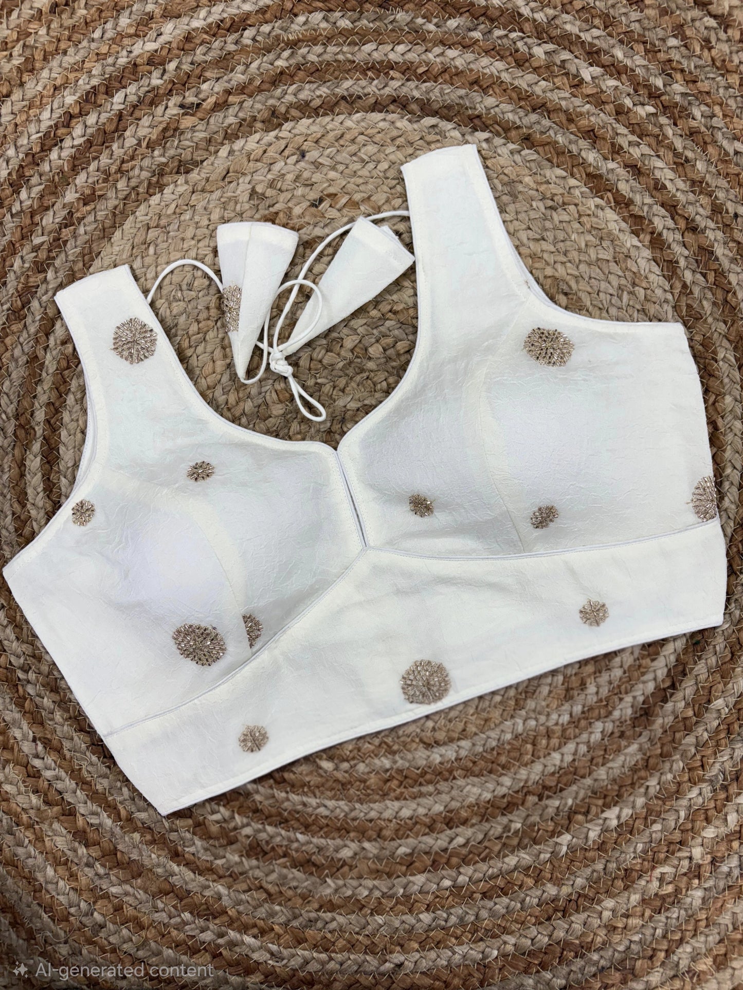 Simple Golden Embroidery Work Readymade Blouse