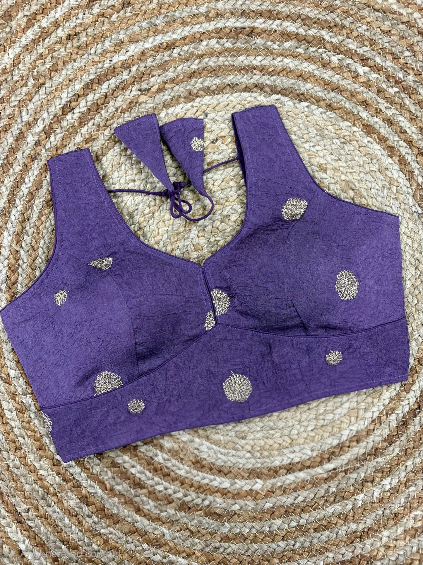 Simple Golden Embroidery Work Readymade Blouse
