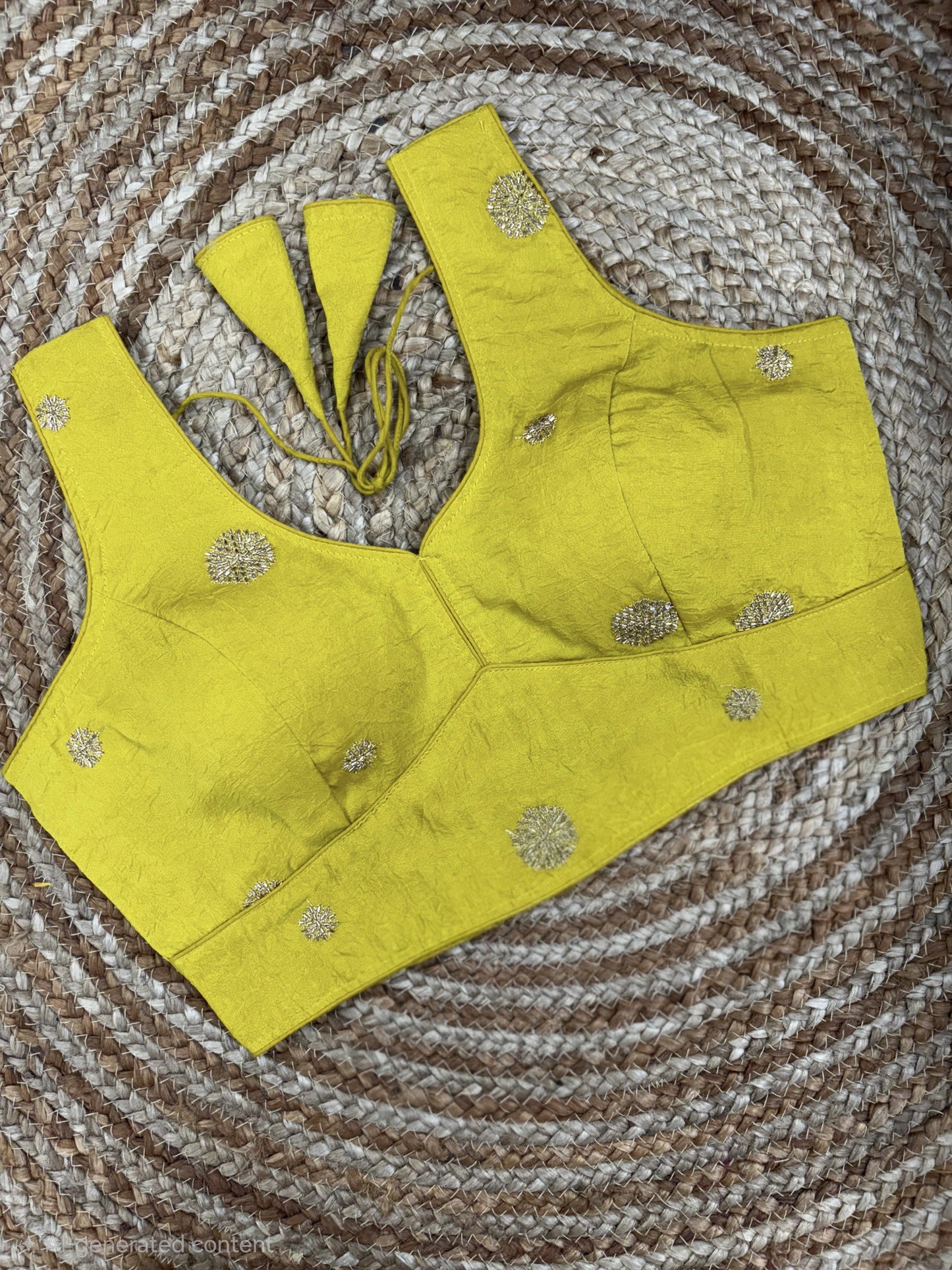 Simple Golden Embroidery Work Readymade Blouse