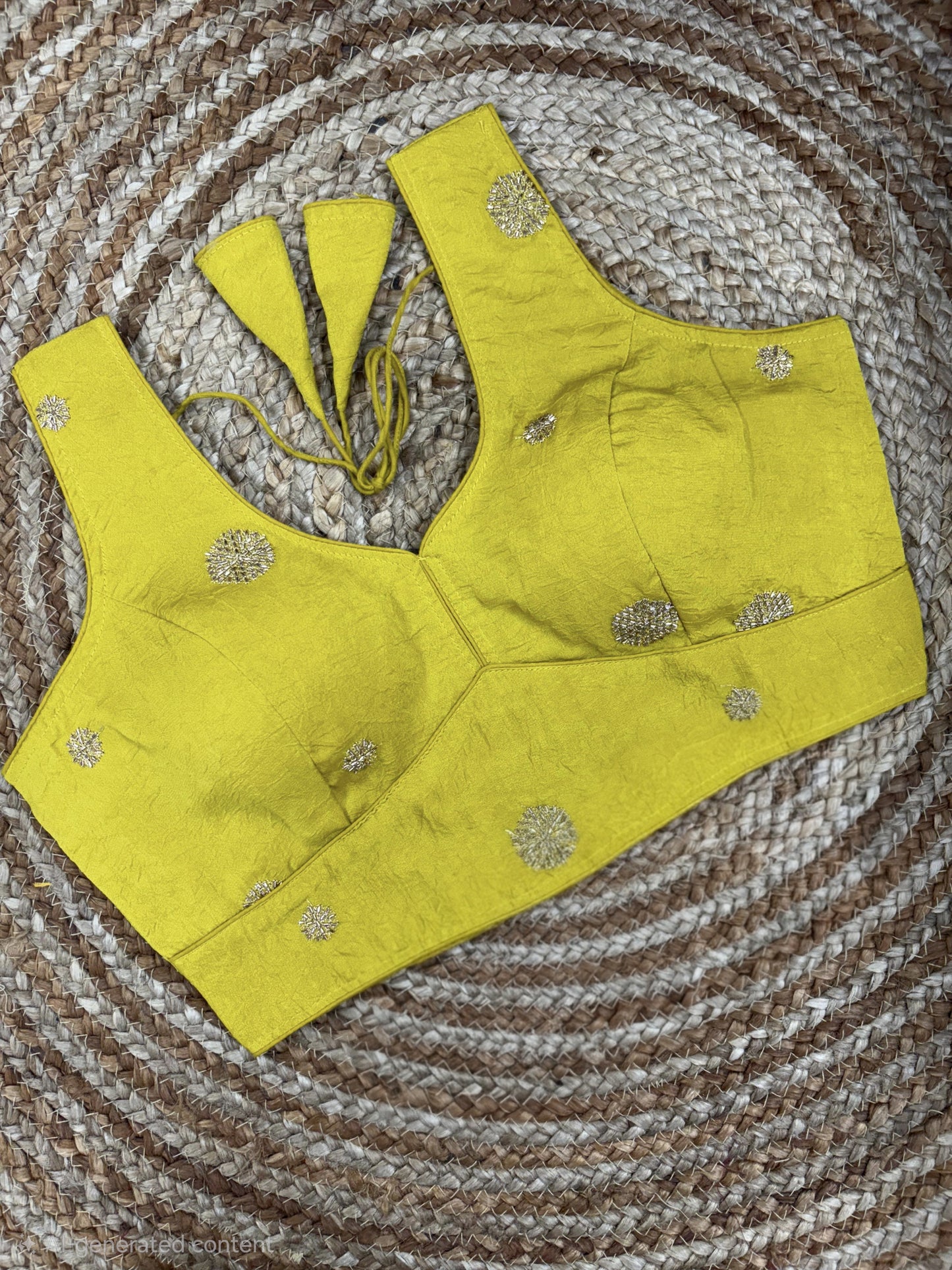 Simple Golden Embroidery Work Readymade Blouse