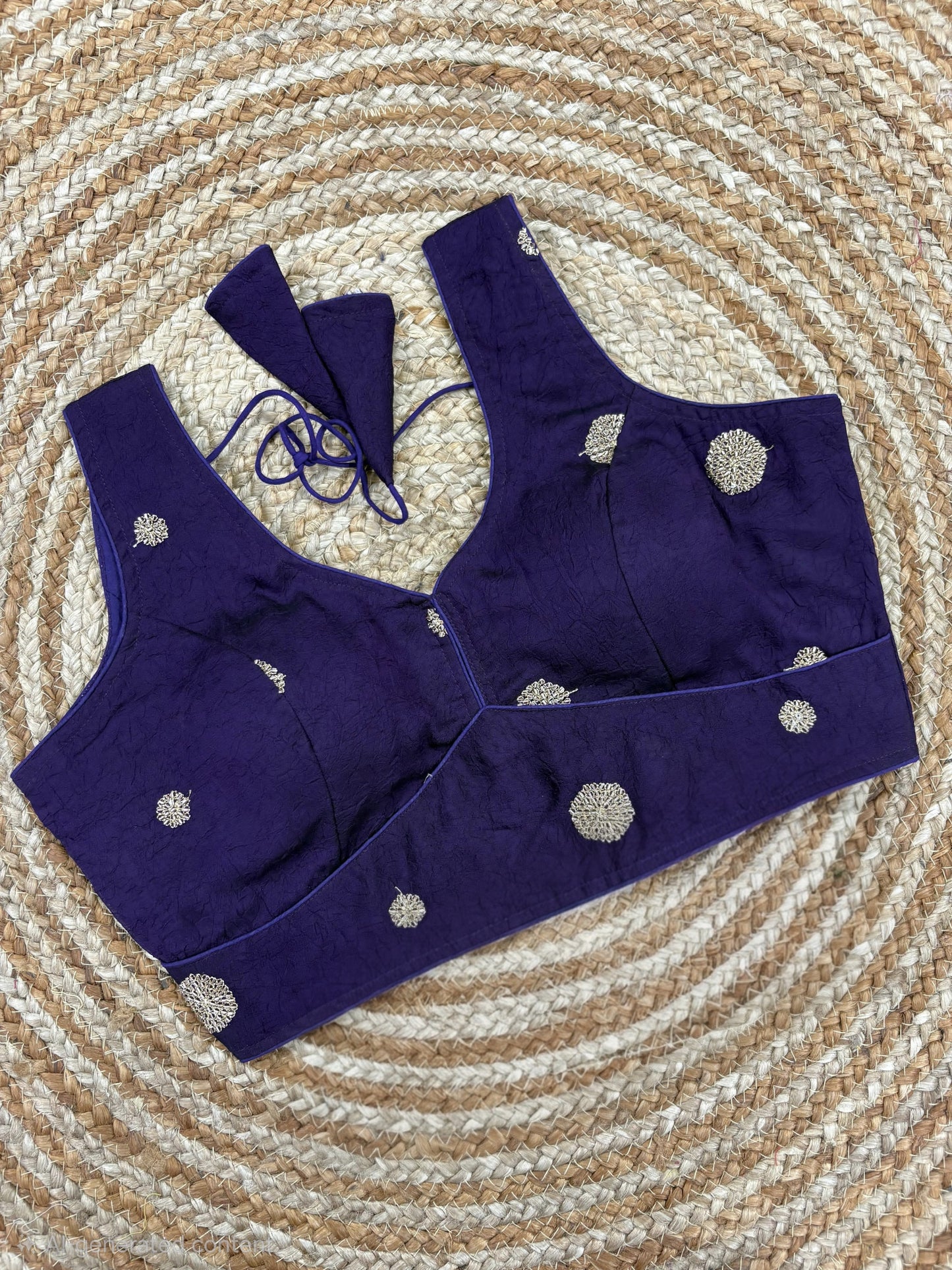 Simple Golden Embroidery Work Readymade Blouse
