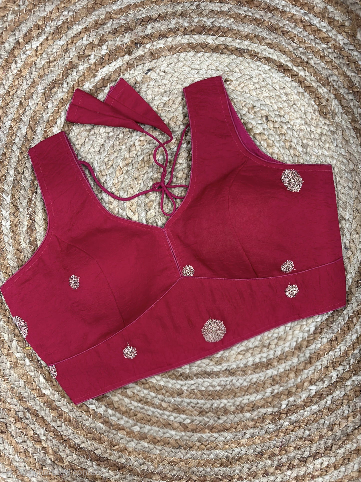 Simple Golden Embroidery Work Readymade Blouse