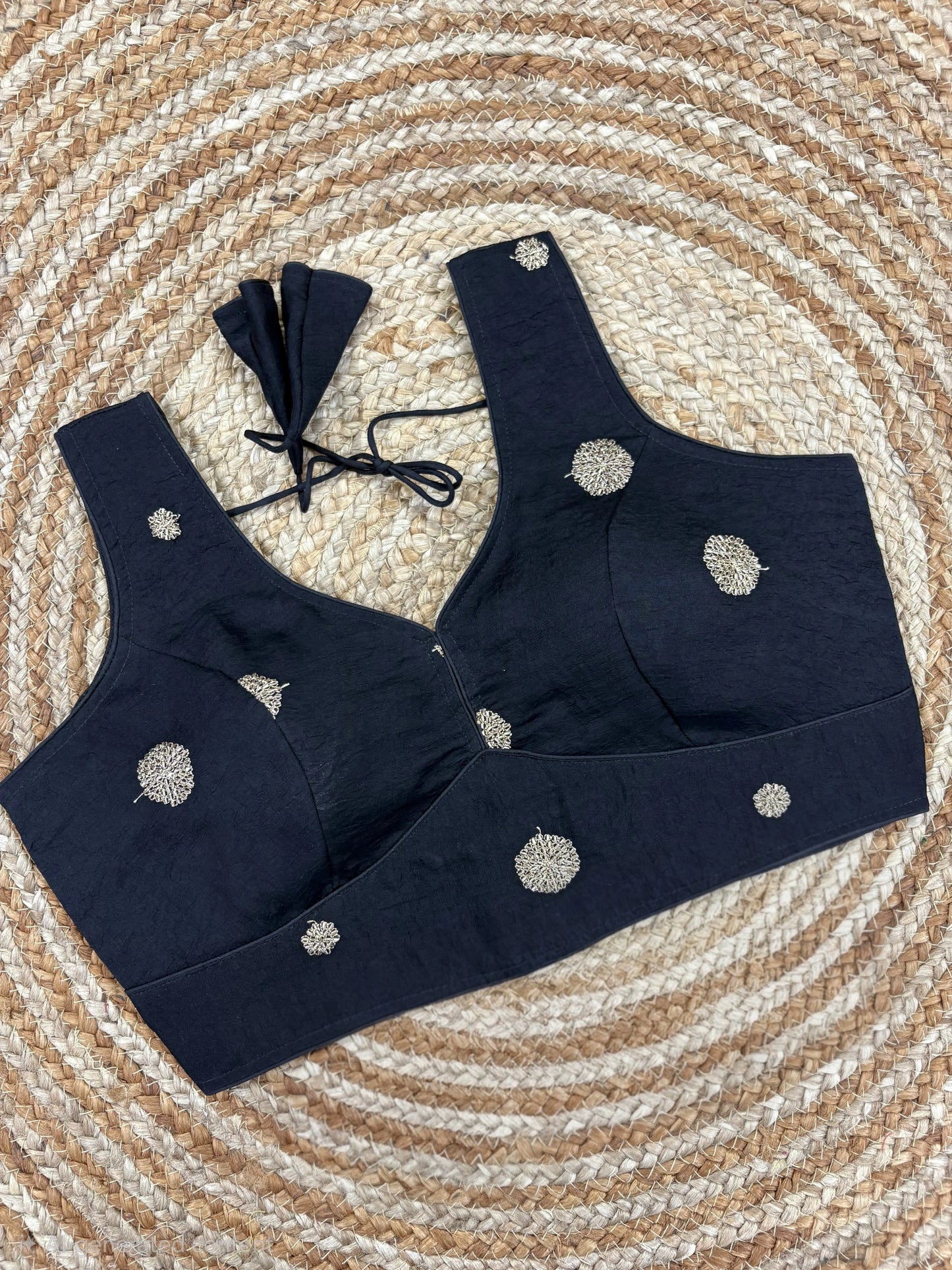 Simple Golden Embroidery Work Readymade Blouse