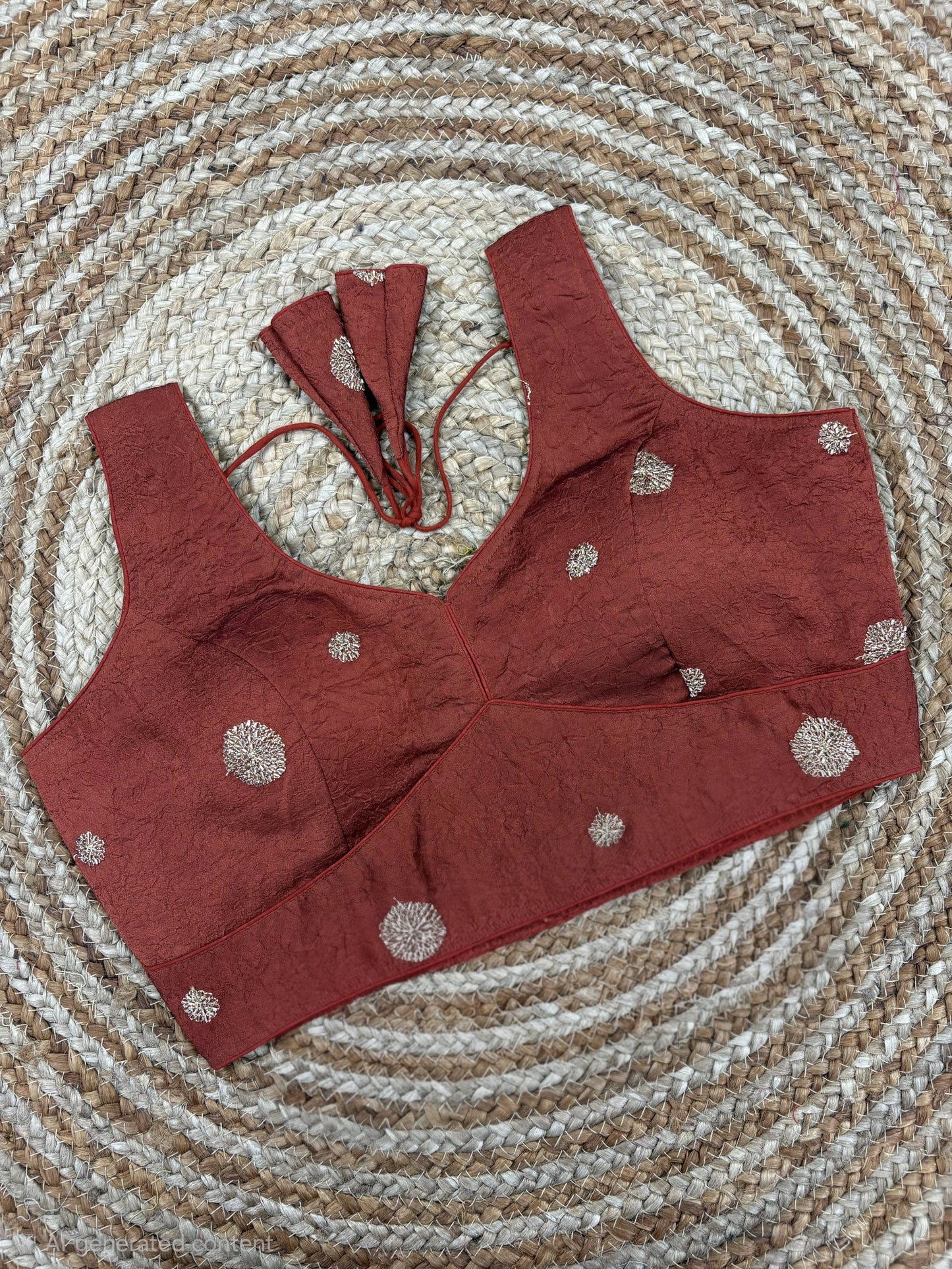 Simple Golden Embroidery Work Readymade Blouse