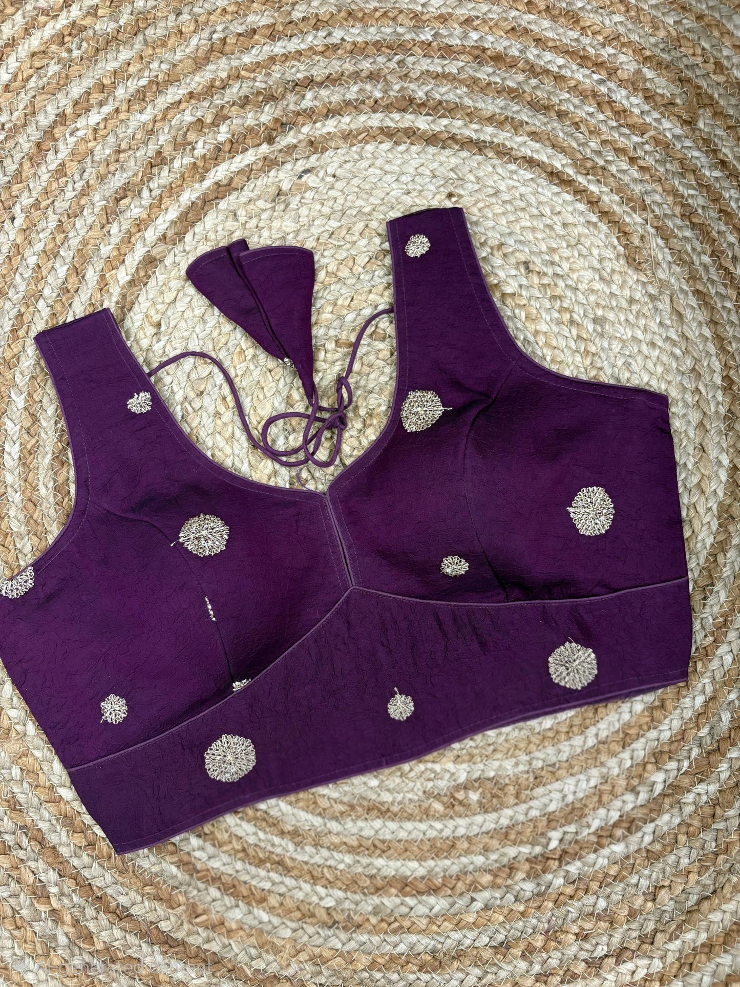 Simple Golden Embroidery Work Readymade Blouse