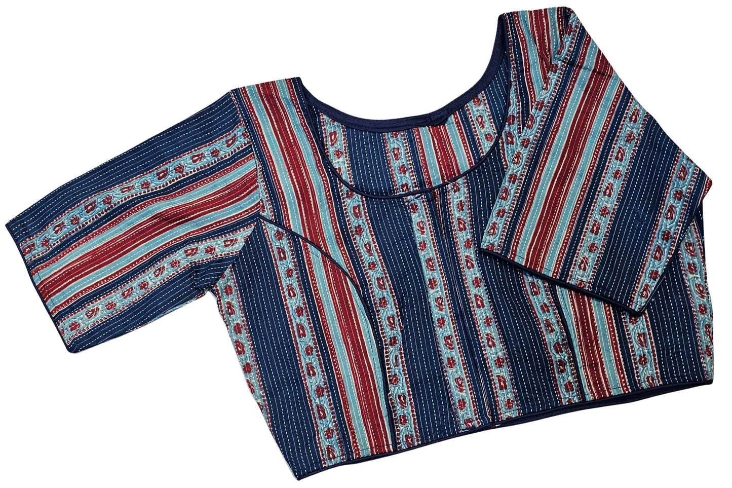 Pure Cotton Readymade Blouse with Ajrakh prints-Non Padded