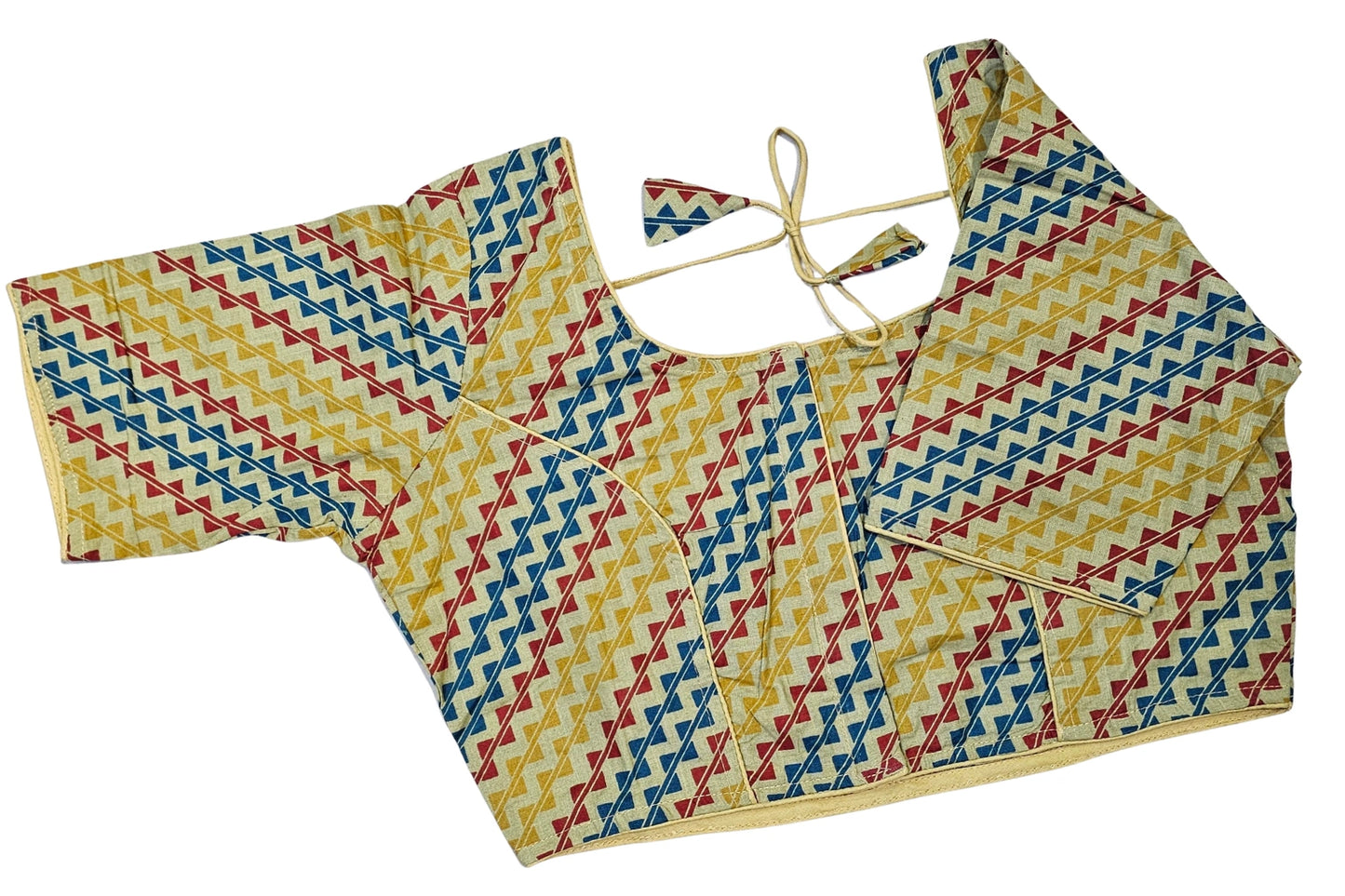 Pure Cotton Readymade Blouse with Ajrakh prints-Non Padded