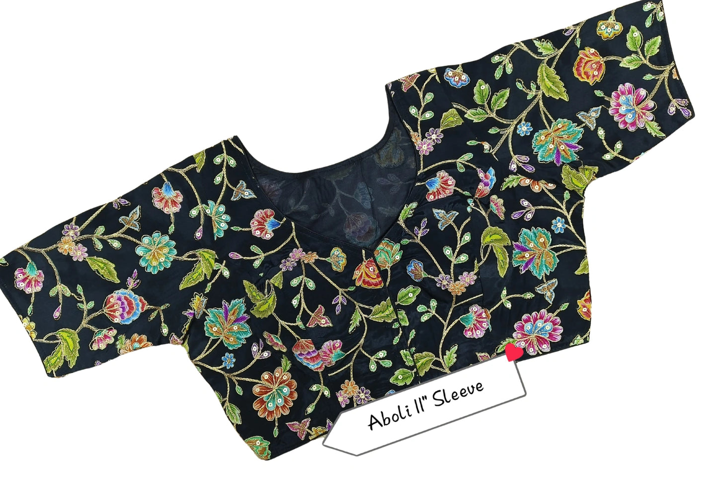 Designer Floral Embroidered Blouse with All-Over Thread Work