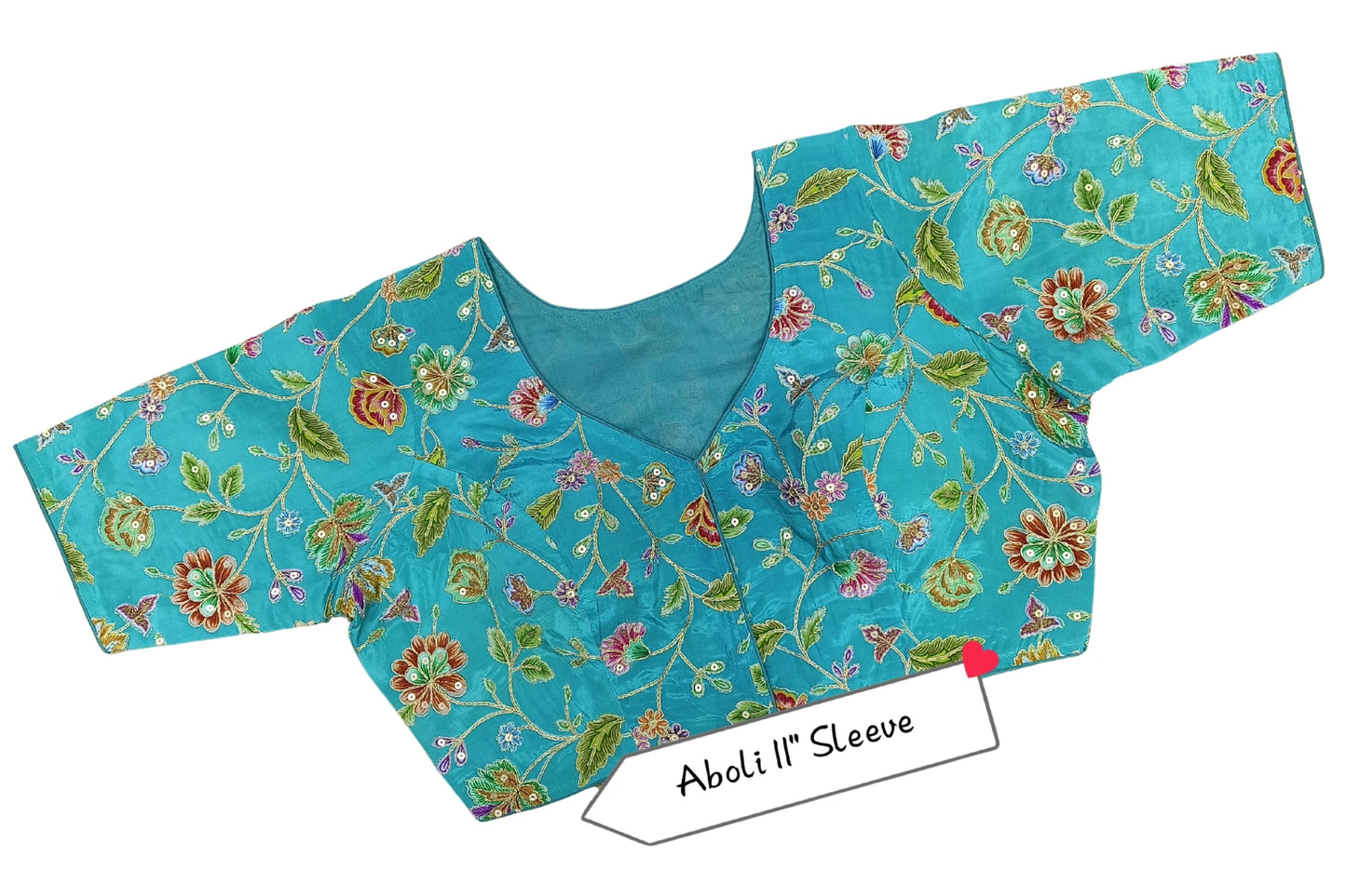 Designer Floral Embroidered Blouse with All-Over Thread Work