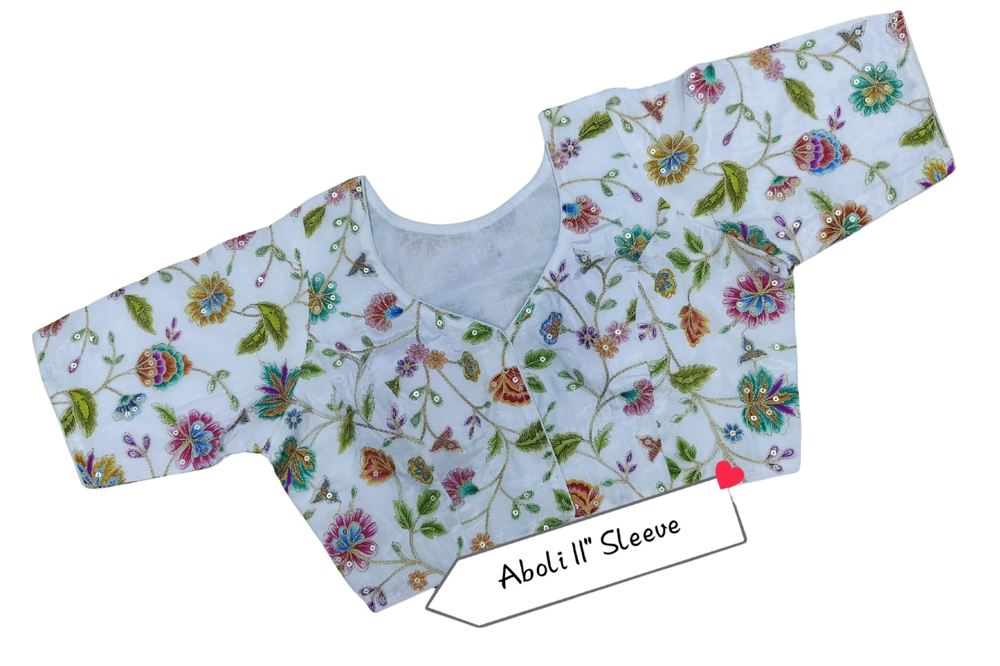 Designer Floral Embroidered Blouse with All-Over Thread Work