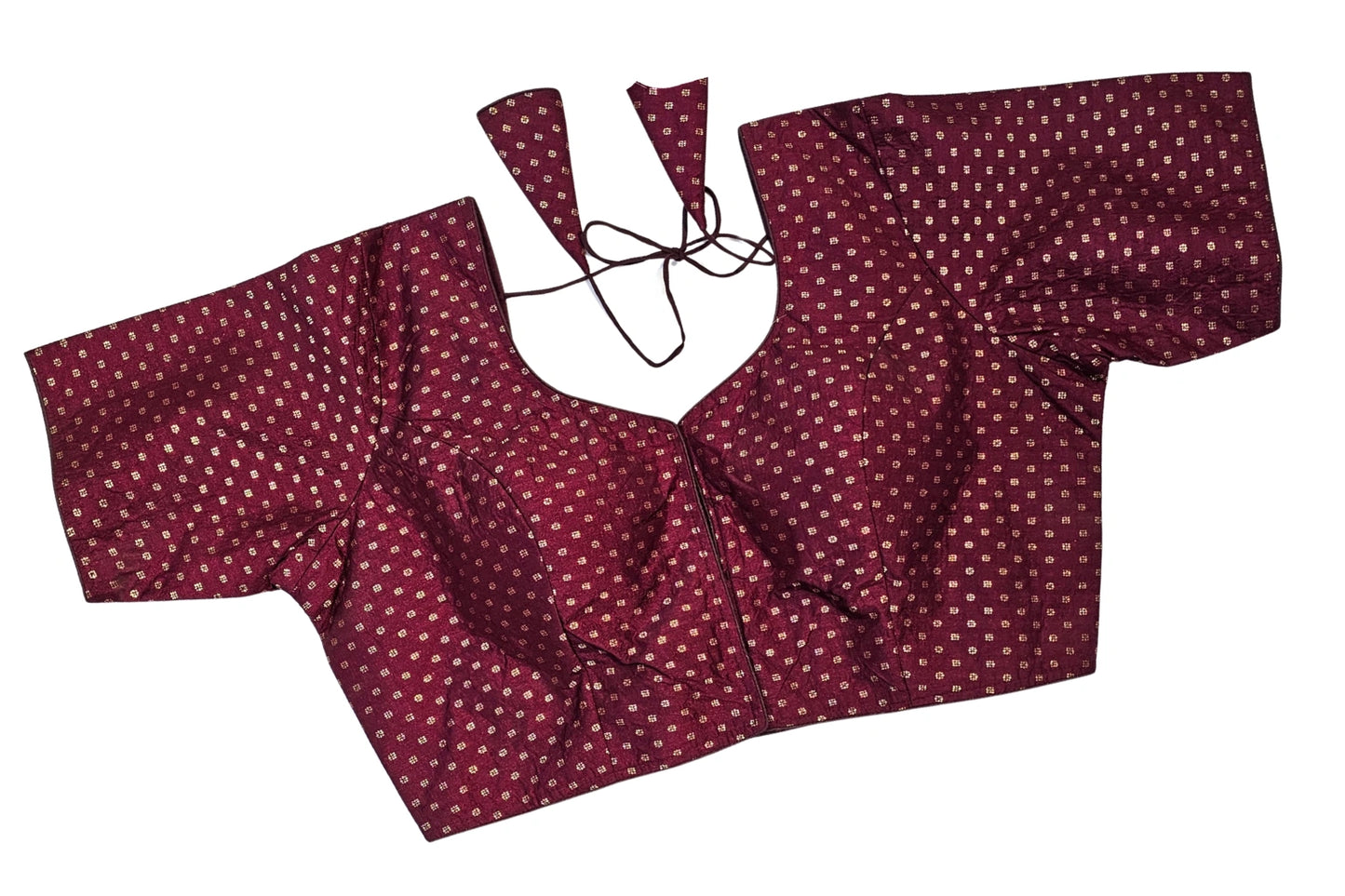 Elegant Golden Butti Blouse in Plus Size with Zari Detailing & Tie-Up Back