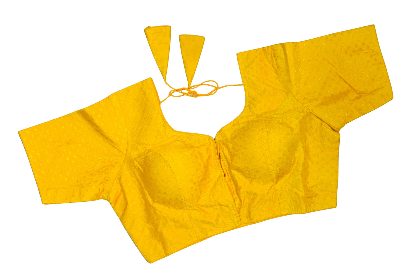 Elegant Golden Butti Blouse in Plus Size with Zari Detailing & Tie-Up Back