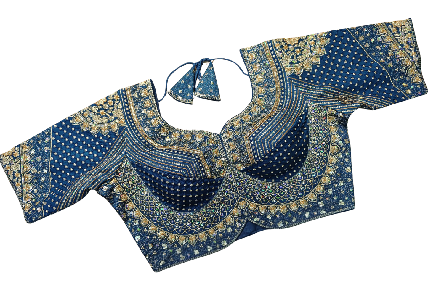 Designer Silk Readymade Blouse with Heavy Traditional Embroidery Work