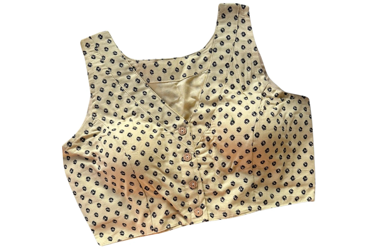 Pure Cotton V Neck all over Motif  Blouse