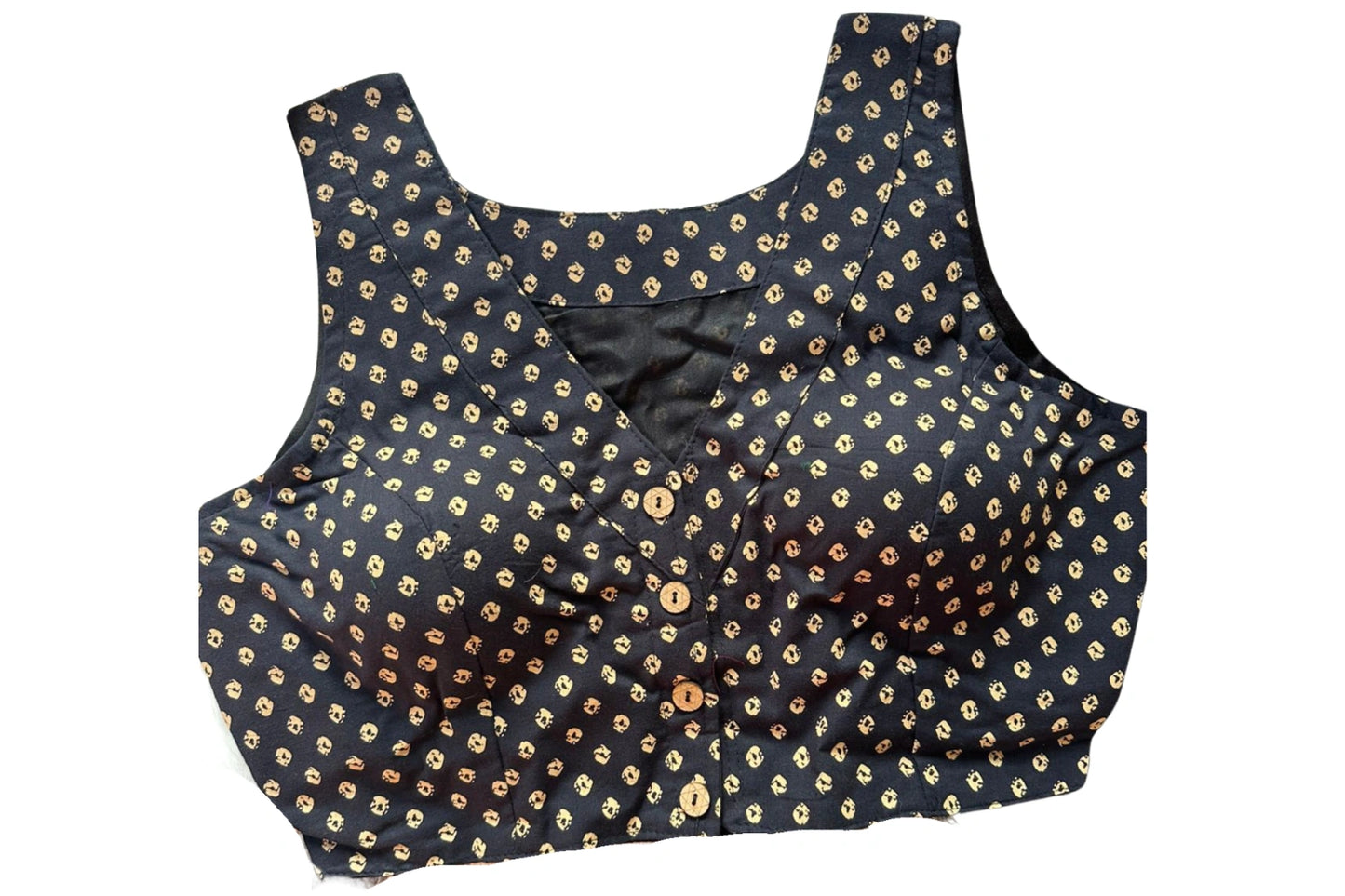 Pure Cotton V Neck all over Motif  Blouse
