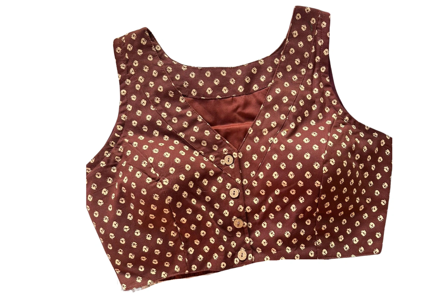 Pure Cotton V Neck all over Motif  Blouse