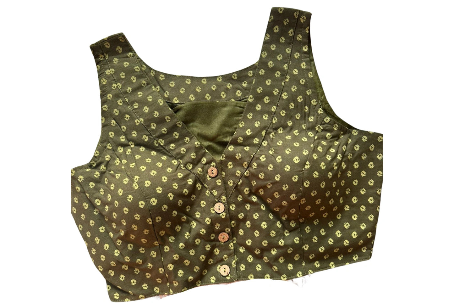 Pure Cotton V Neck all over Motif  Blouse
