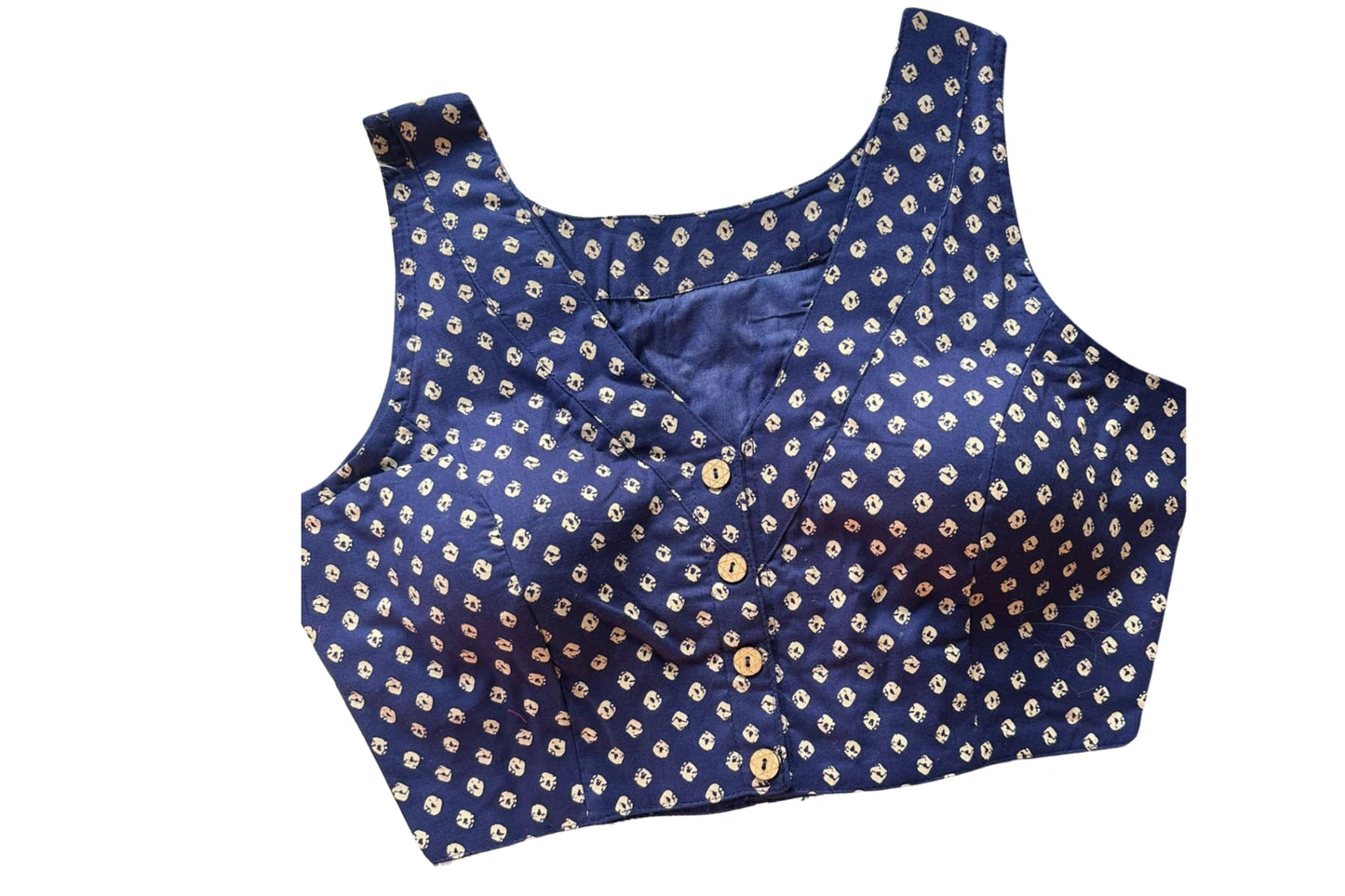 Pure Cotton V Neck all over Motif  Blouse