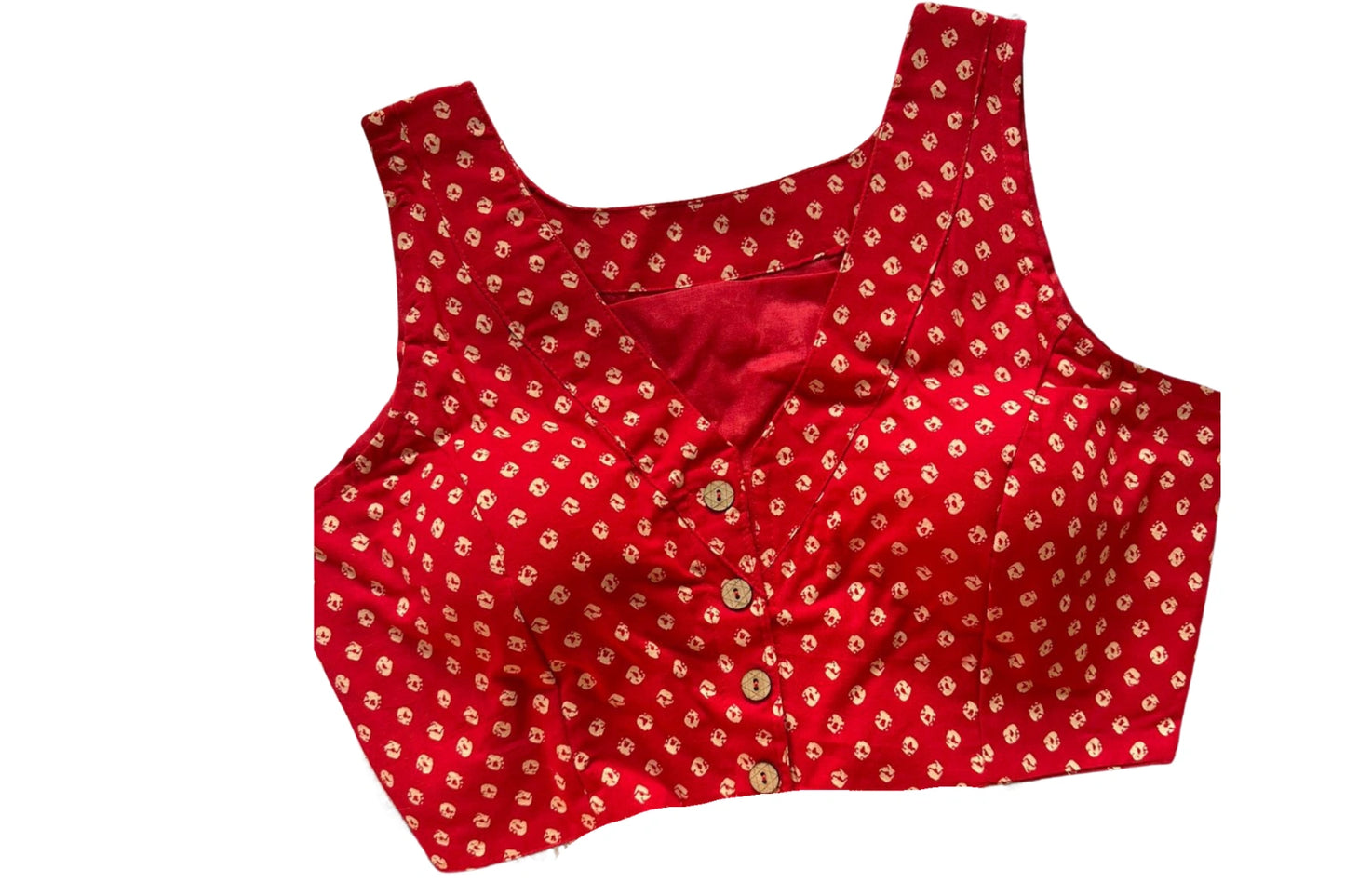 Pure Cotton V Neck all over Motif  Blouse