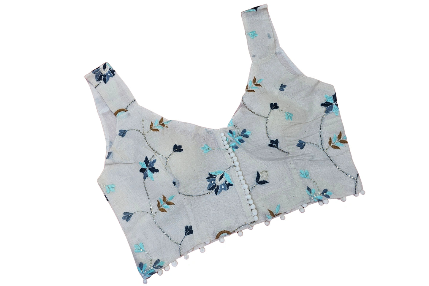 Khadi cotton Sleeveless Readymade with Embroidery Work