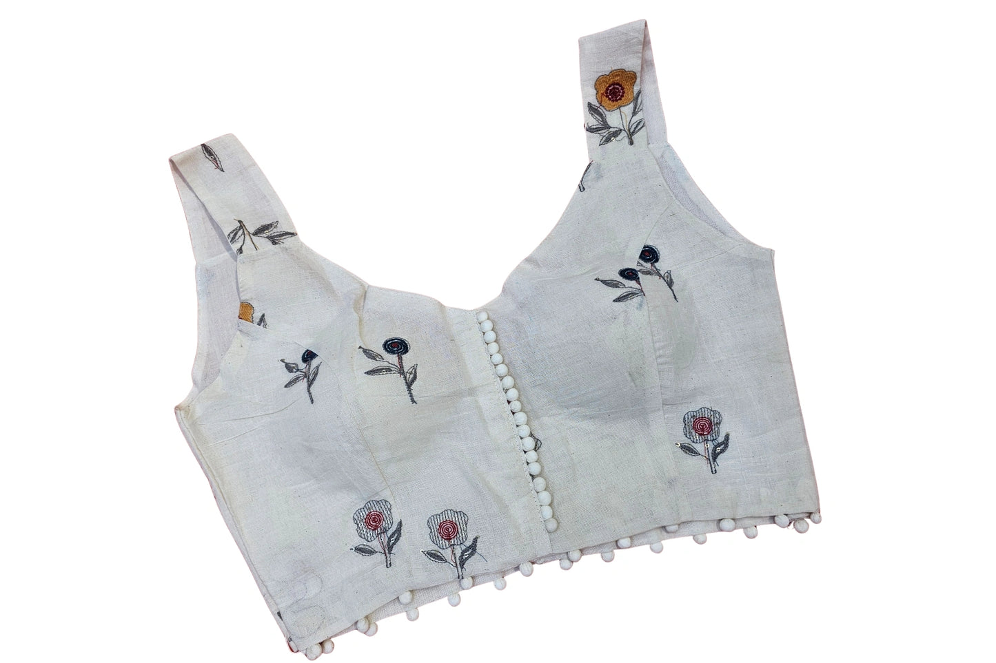 Khadi cotton Sleeveless Readymade with Embroidery Work