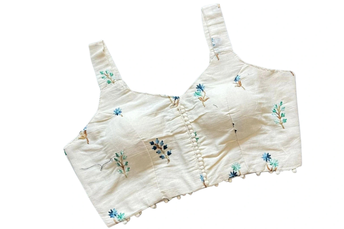Khadi cotton Sleeveless Readymade with Embroidery Work