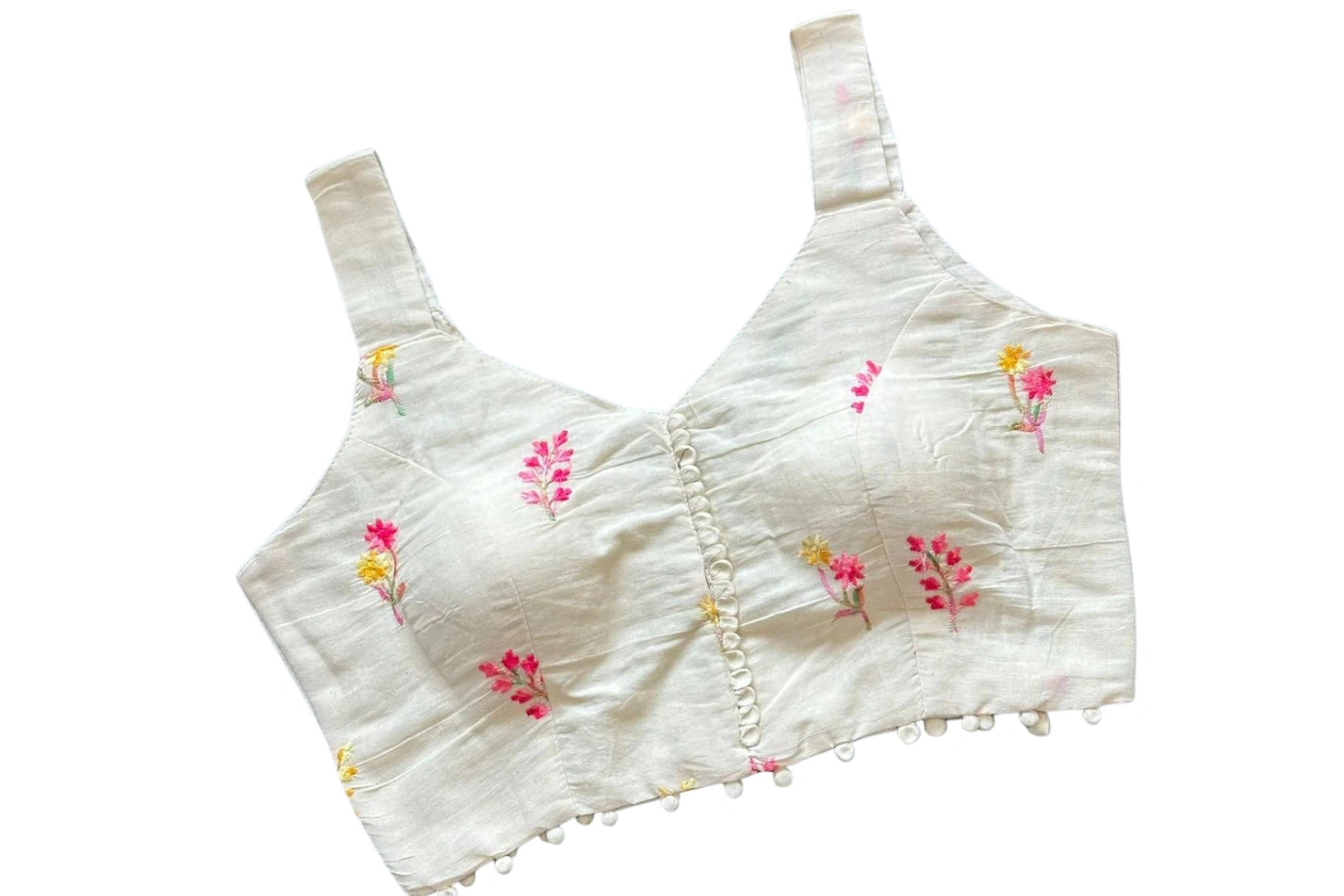 Khadi cotton Sleeveless Readymade with Embroidery Work