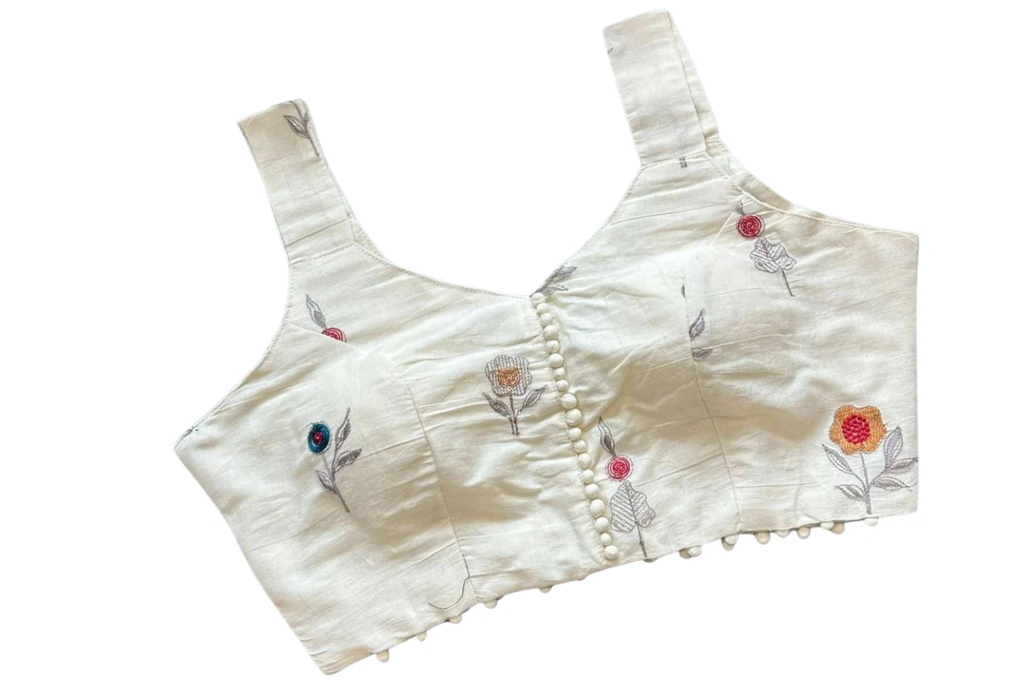 Khadi cotton Sleeveless Readymade with Embroidery Work