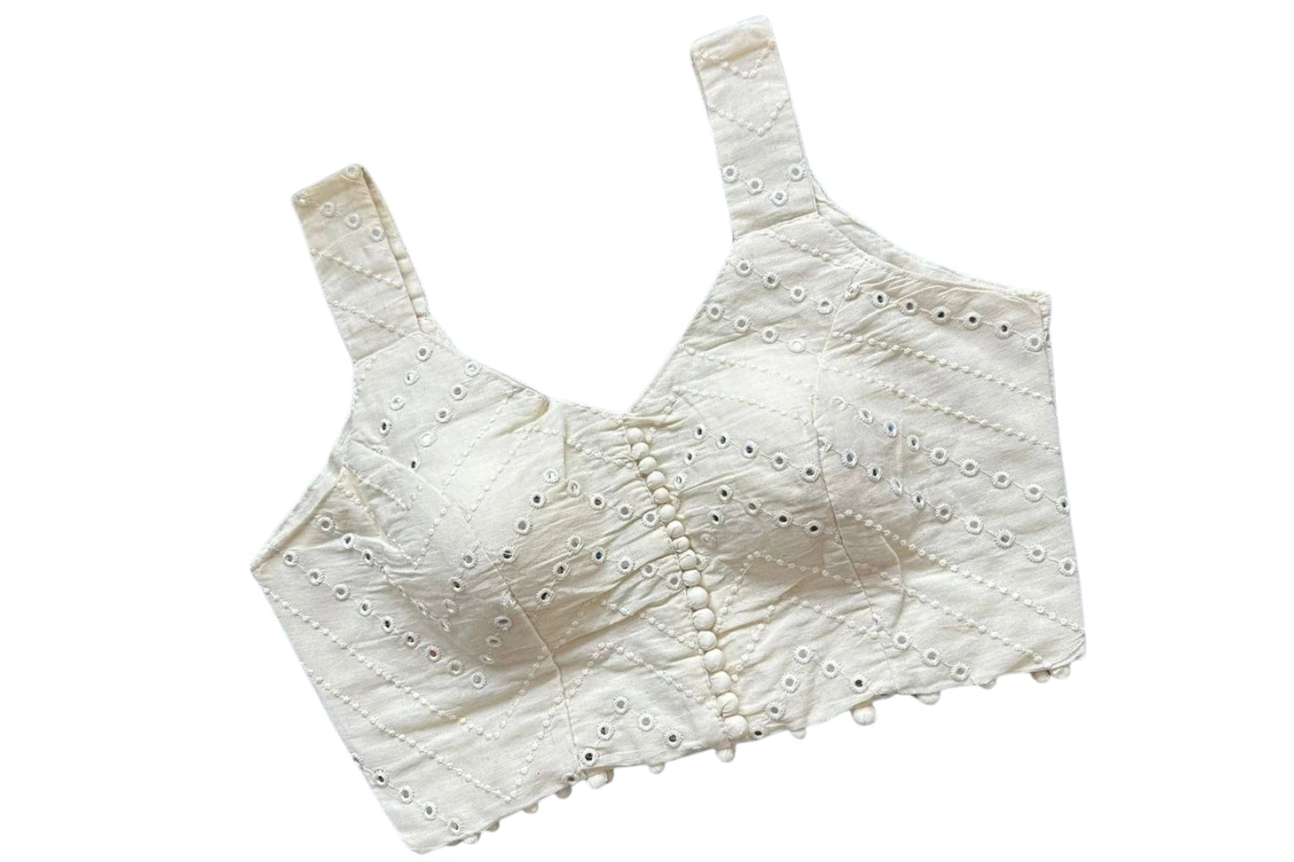 Khadi cotton Sleeveless Readymade with Embroidery Work
