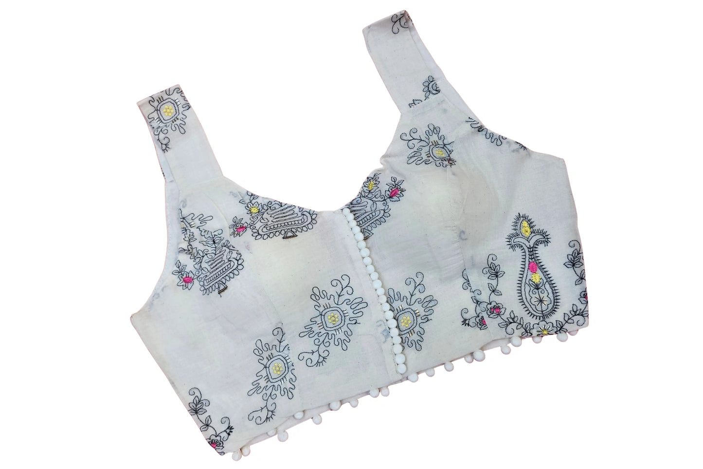 Khadi cotton Sleeveless Readymade with Embroidery Work