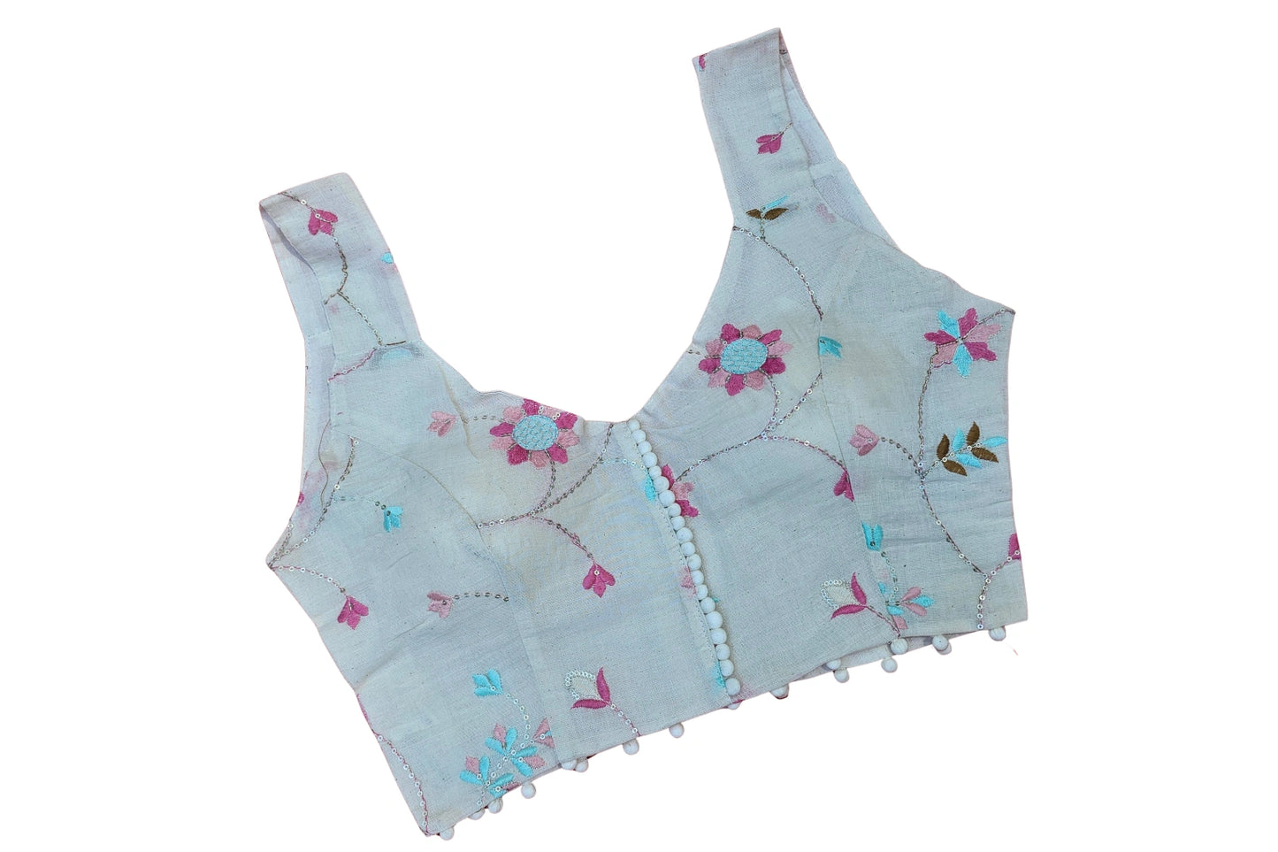 Khadi cotton Sleeveless Readymade with Embroidery Work