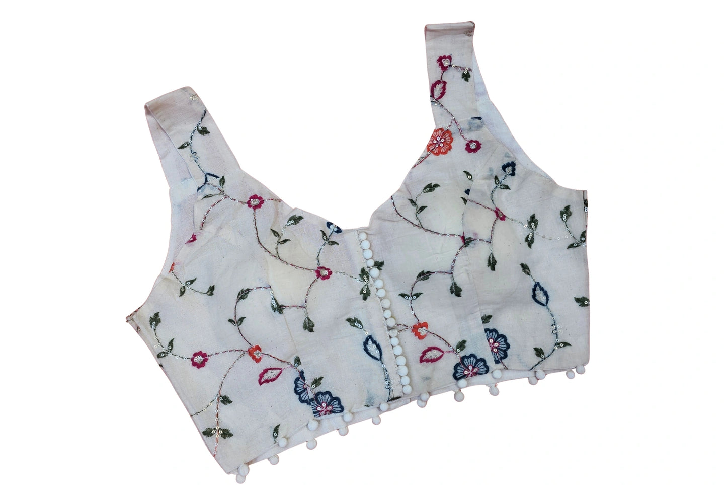 Khadi cotton Sleeveless Readymade with Embroidery Work