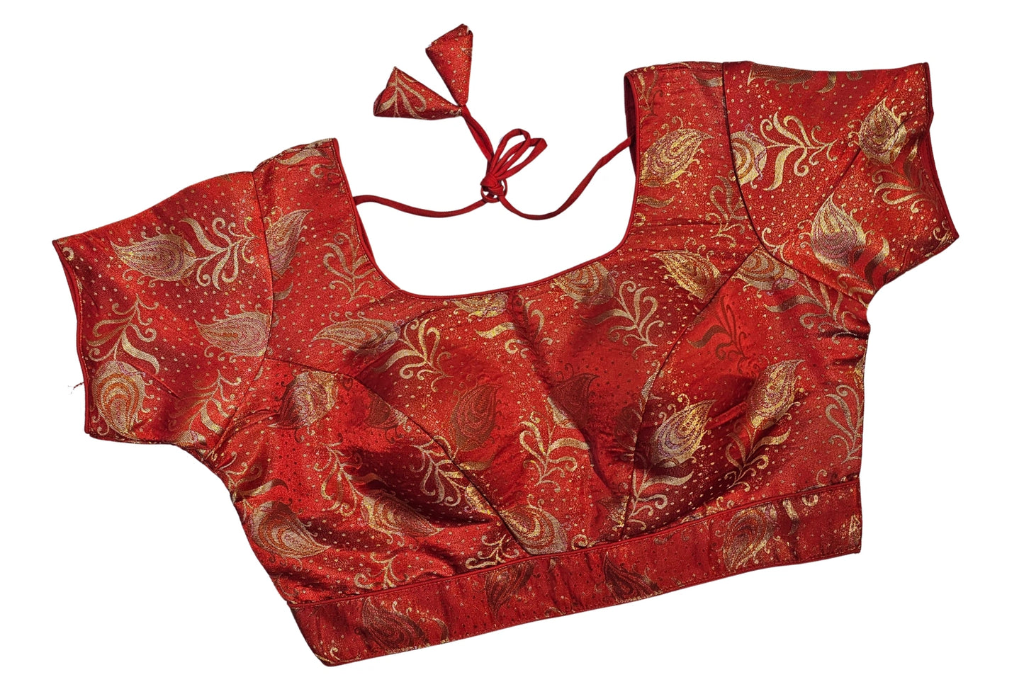 Brocade Blouse with Gold Paisley Zari & Tie-Up Back