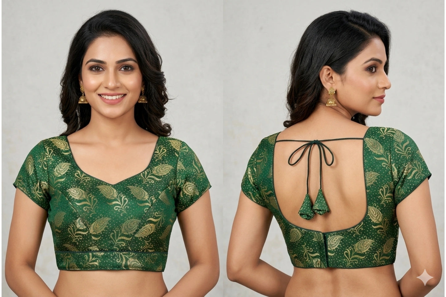 Brocade Blouse with Gold Paisley Zari & Tie-Up Back