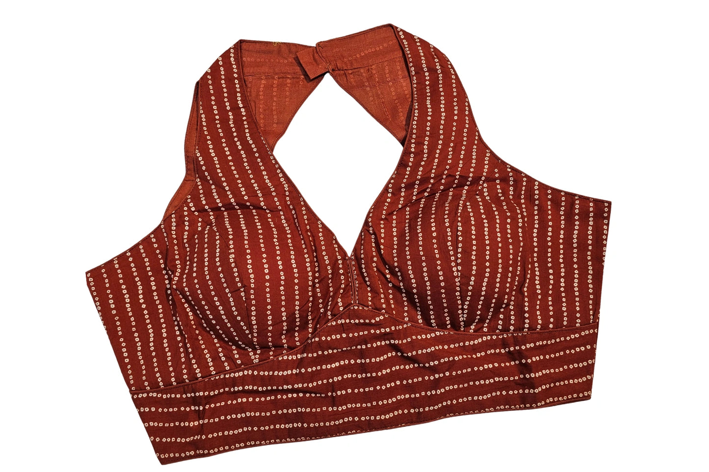 Pure Cotton Geometric Print Classic Halter Neck Ethnic Blouse