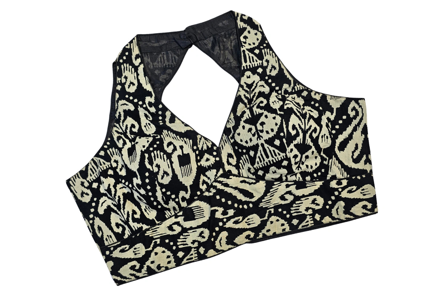 Pure Cotton Geometric Print Classic Halter Neck Ethnic Blouse