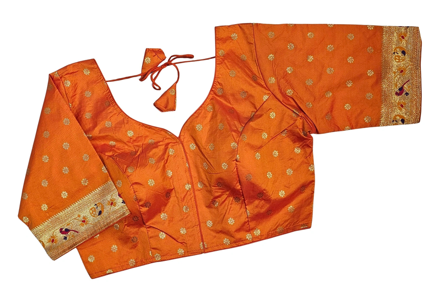 Paithani Silk Blouse with Zari Butti & Designer Latkan Back